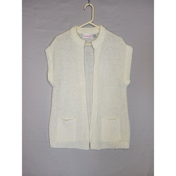 Vintage Collections Plus Womens Open Cardigan Size Large Ivory Pockets - Picture 4 of 9